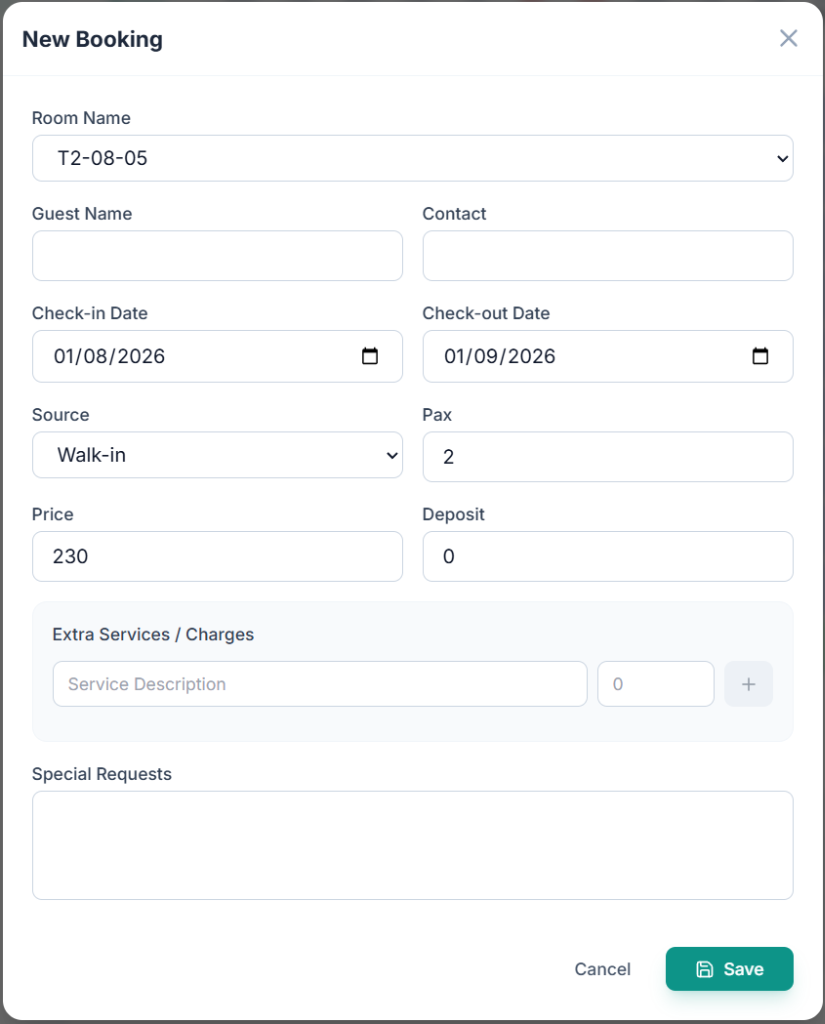 Easy Booking Creation